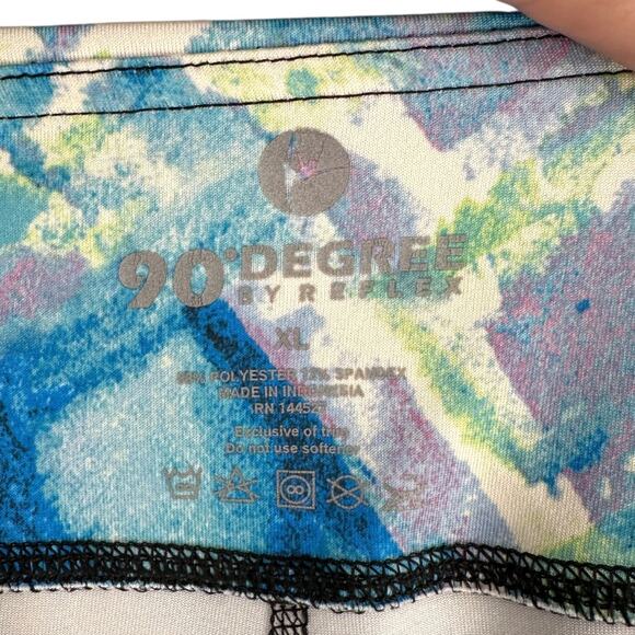 90 Degree By Reflex Blue Multicolor Abstract Print Stretch Leggings Womens XL - Picture 3 of 6